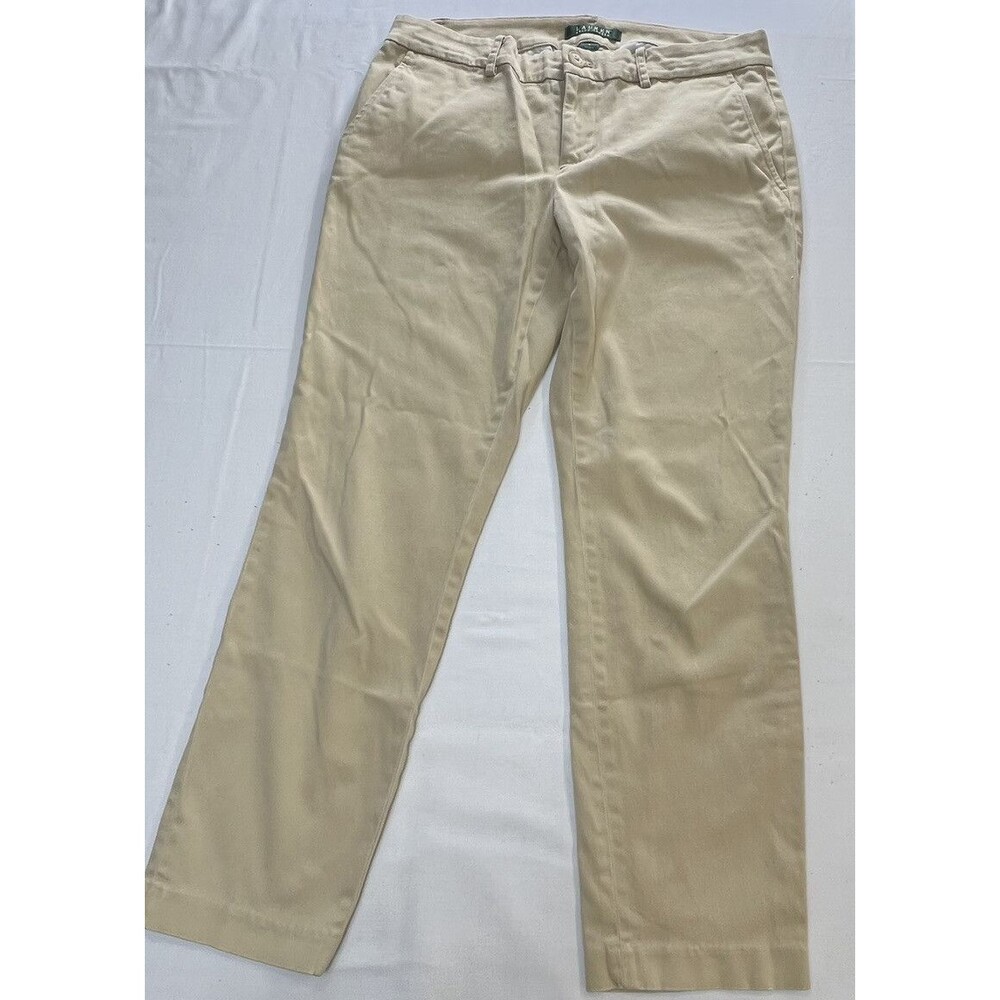 Lauren Ralph Lauren Womens Khaki Flat Front Stretch Chino Ankle Pants Size 4